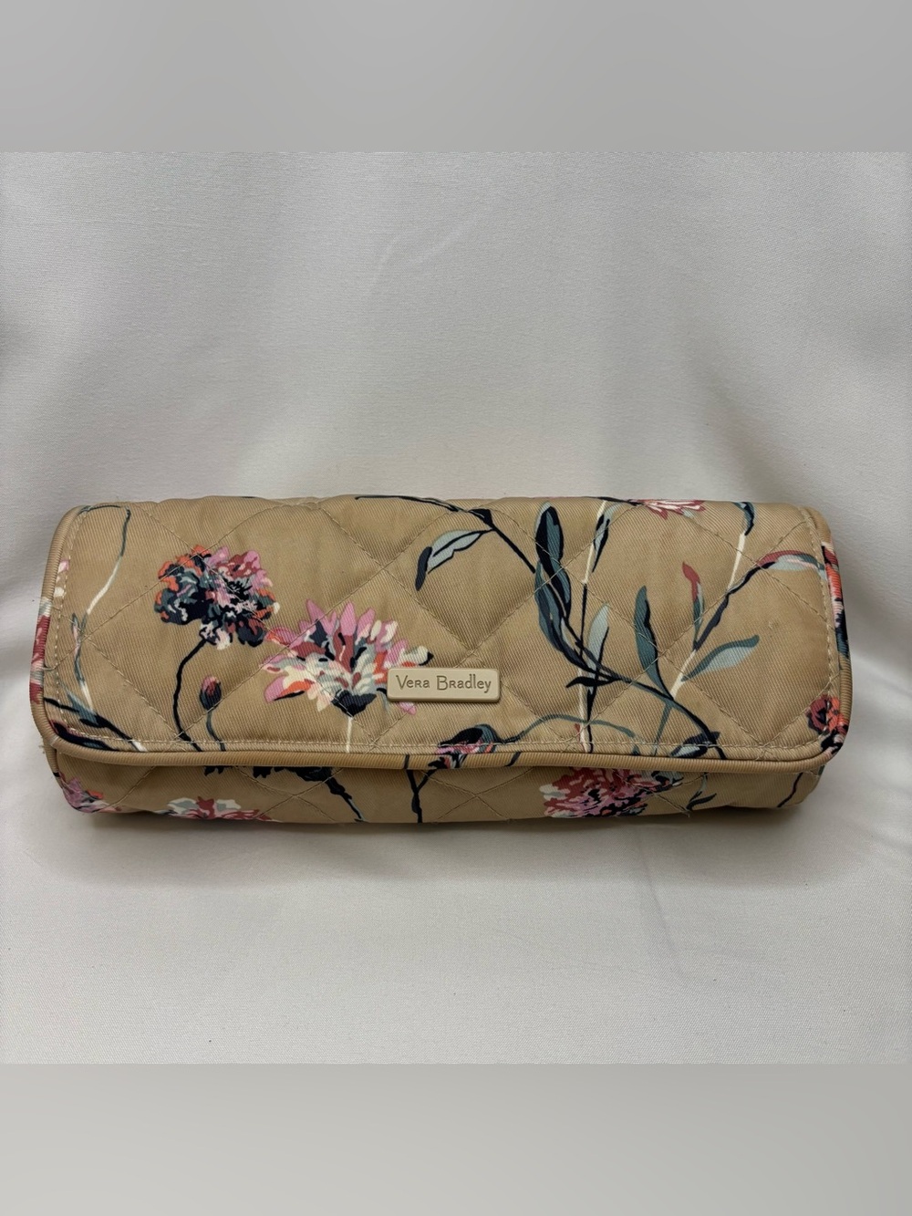 Vera Bradley Tan Quilted Floral Fold-Over Clutch